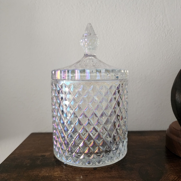 Beautiful Iridescent Glass Candy Storage Jar with Lid - Picture 8 of 8
